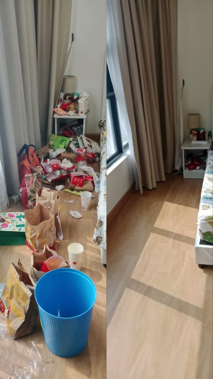 Bedroom before and after cleaning by GD Cleaning